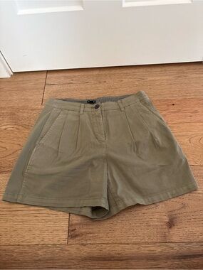 J. Crew Olive Green Pleated High-Rise Shorts